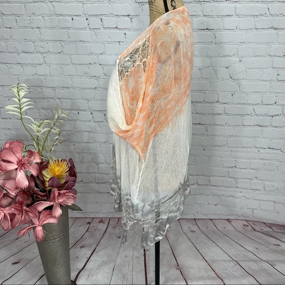 Sundance Dip Dyed Boho Sheer Long Sleeve Mesh Lace Kimono - Picture 9 of 12